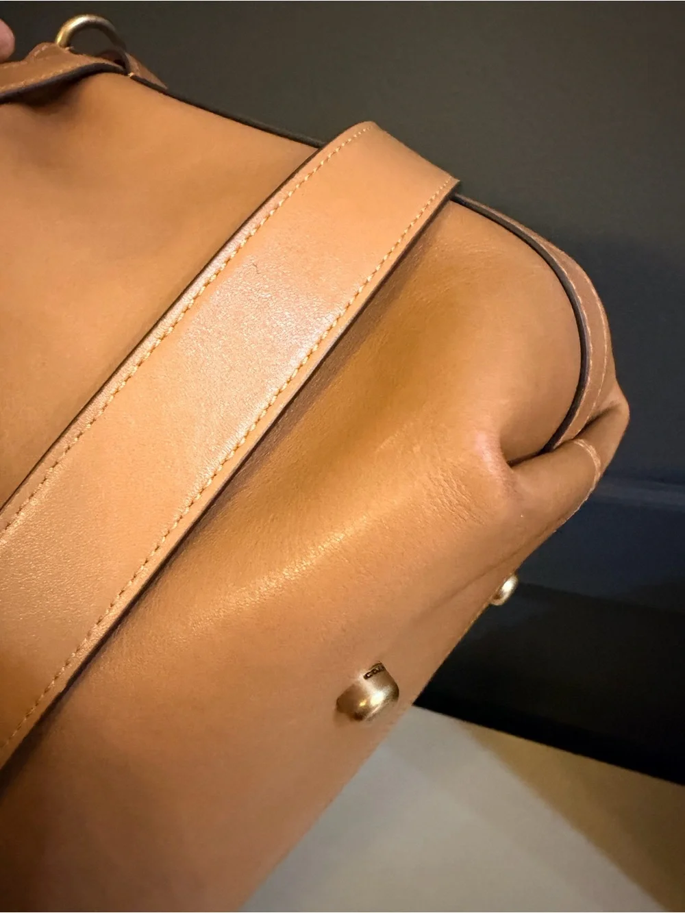 Coach Tan Leather Dome Satchel with Detachable Strap